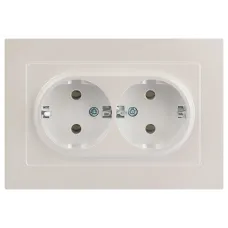 Розетка Intro Accent 6-205-06 , 2X2P+E Schuko, 16А-250В, IP20, СУ, AL/CU, перламутр