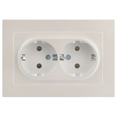 Розетка Intro Accent 6-205-06 , 2X2P+E Schuko, 16А-250В, IP20, СУ, AL/CU, перламутр