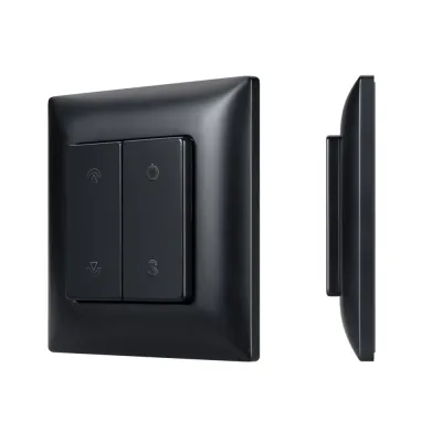 Панель кнопочная SMART-RF-801-22-1G-DIM-SUF Black 3V, 2.4G, IP20, Пластик, 5 лет