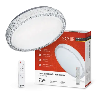 Светильник светодиодный COMFORT SAPHIR 75Вт 230В 3000-6500K 6000Лм 500x115мм с пультом ДУ IN HOME