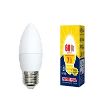 Лампа светодиодная LED-C37-7W/WW/E27/FR/NR форма свеча, матовая, Norma, теплый (3000K)