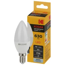 Лампа светодиодная LED 7Вт 630Лм 4000К E14 B35 Свеча KODAK B35-7W-840-E14 K