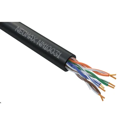 Витая пара U/UTP CAT 5e 4x2x0.51 мм 24AWG Медь внешний PE черный Fluke Tested 305м