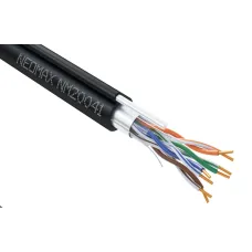 Витая пара F/UTP CAT 5e 4x2x0.52 мм 24AWG Медь внешний стальной трос 2.0мм PE черный Fluke Tested 305м