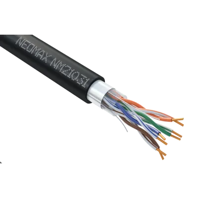 Витая пара F/UTP CAT 5e 4x2x0.48 мм 24AWG Медь внешний PE черный Fluke Tested 305м