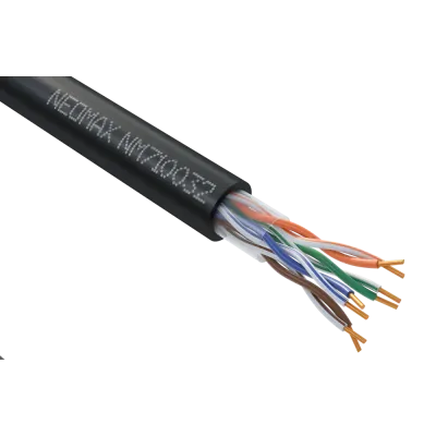 Витая пара U/UTP CAT 5e 4x2x0.52 мм 24AWG Медь внешний PE черный Fluke Tested 305м