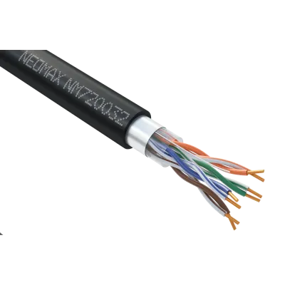 Витая пара F/UTP CAT 5e 4x2x0.52 мм 24AWG Медь внешний PE черный Fluke Tested 305м