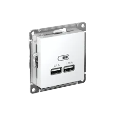 Розетка ATLASDESIGN USB A+A 5В 1 порт x 2,1 А 2   порта х 1,05 А механизм белый