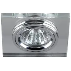 DK8 CH/WH Светильник ЭРА декор стекло квадрат MR16,12V/220V, 50W, хром/зеркальный (50/2100)