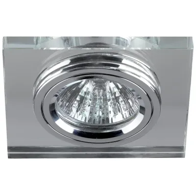 DK8 CH/WH Светильник ЭРА декор стекло квадрат MR16,12V/220V, 50W, хром/зеркальный (50/2100)