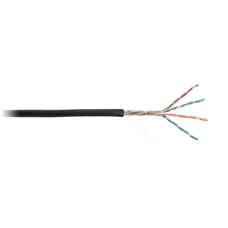 Кабель NETLAN U/UTP 4 пары, Кат.5e (Класс D), 100МГц, одножильный, BC (чистая медь), внешний, PE до -40C, с одножильным тросом, черный, 305м