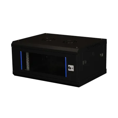 Шкаф 19'' телекоммуникационный настенный, 4U 280х600х450 мм, дверь стекло, черный