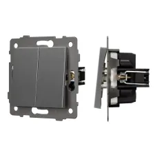Механизм выключателя двухклавишный проходной SWT-MKP2-PL-GR-V 250V, 10A