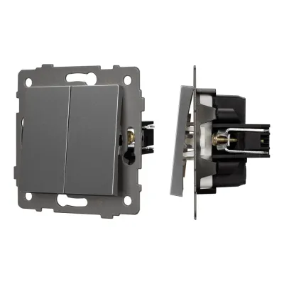 Механизм выключателя двухклавишный проходной SWT-MKP2-PL-GR-V 250V, 10A