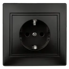 Розетка Intro Plano 1-206-05 с заземлением 2P+E Schuko со шторками, 16А-250В, IP20, СУ, антрацит