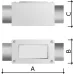Коробка протяжная алюминиевая, 2 ввода 180?, М32х1,5 ,IP55, 146х45х57мм