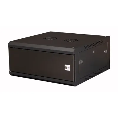 Шкаф 19'' телекоммуникационный настенный, 4U 280х600х600 мм, дверь металл, черный