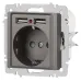 Розетка Intro Accent 6-410-09 P+E Schuko со шторками, 16А-250В + 2хUSB, IP20, СУ, титан