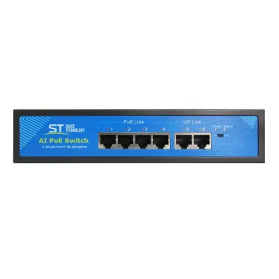 Коммутатор неуправляемый 4x100Мб/с (RJ45 PoE) 2x100Мб/с (RJ45) 65В