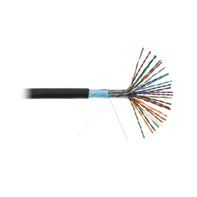 Кабель NETLAN F/UTP 25 пар, Кат.5 (Класс D), 100МГц, одножильный, BC (чистая медь), внешний, PE до -40C, черный, 305м