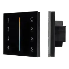 Панель Sens SMART-P43-MIX Black 230V, 4 зоны, 2.4G ARL, IP20 пластик, 5 лет