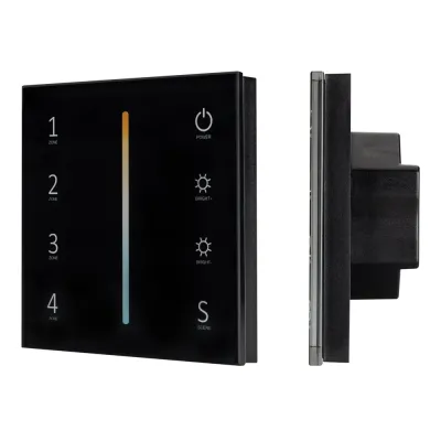 Панель Sens SMART-P43-MIX Black 230V, 4 зоны, 2.4G ARL, IP20 пластик, 5 лет