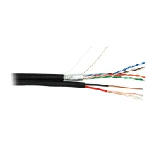 Кабель NETLAN F/UTP 4 пары, Кат.5e (Класс D), 100МГц, одножильный, BC (чистая медь), с многожильным силовым кабелем 0,75мм2, внешний, PE до -40C, черный, 305м