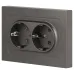 Розетка Intro Accent 6-205-09 двойная 2X2P+E Schuko, 16А-250В, IP20, СУ, AL/CU, титан