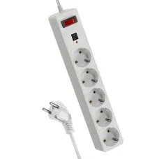 Фильтр сетевой 3м 5 гнезд, пвс 3х0,75мм2, белый 2 USB