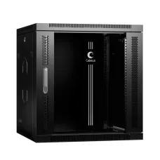 Шкаф телекоммуникационный настенный разобранный 19дюйм 12U 600x450x635mm (ШхГхВ) дверь стекло, цвет черный