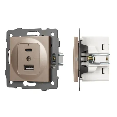 Механизм USB розетки SCT-MUAC-PL-GD-V 5V, 3A, QC4
