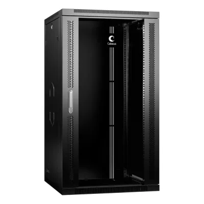 Шкаф телекоммуникационный настенный разобранный 19' 22U 600x600x1082mm (ШхГхВ) дверь стекло, цвет черный