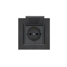 Розетка с заземлением и крышкой 16А KAREA LINE STAR дымчатый