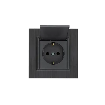 Розетка с заземлением и крышкой 16А KAREA LINE STAR дымчатый