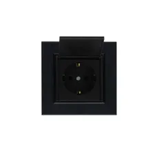 Розетка с заземлением и крышкой  KAREA LINE STAR черный