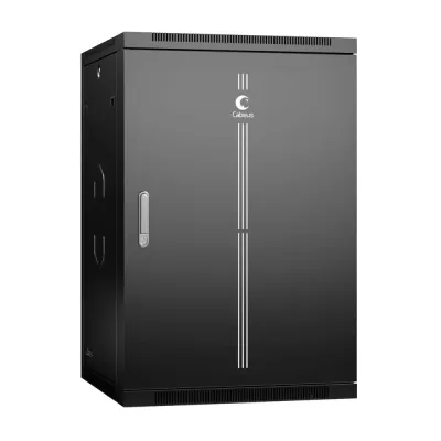 Шкаф телекоммуникационный настенный разобранный 19дюймов 18U 600x600x901mm (ШхГхВ) дверь металл, цвет черный (RAL 9004)
