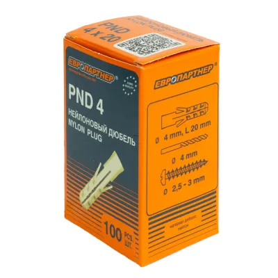 Дюбель нейлоновый ЕВРОПАРТНЕР PND-4 (4х20mm) 100 шт