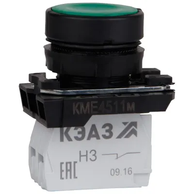 Кнопка КМЕ4511м-зеленый-1но+1нз-цилиндр-IP54