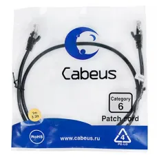 Патч-корд U/UTP, категория 6, 2xRJ45/8p8c, неэкранированный, черный, PVC, 1м