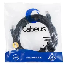 Патч-корд U/UTP, категория 6, 2xRJ45/8p8c, неэкранированный, черный, PVC, 5м
