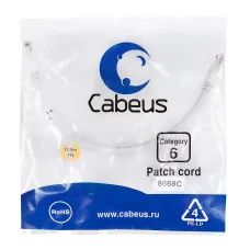 Патч-корд U/UTP, категория 6, 2xRJ45/8p8c, неэкранированный, белый, PVC, 0.3м