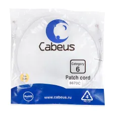 Патч-корд U/UTP, категория 6, 2xRJ45/8p8c, неэкранированный, белый, PVC, 1м