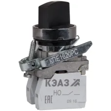 Переключатель КПЕ1620РС-черный-2но+0нз-ручка-фикс-2поз-IP65