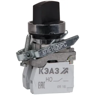 Переключатель КПЕ1620РС-черный-2но+0нз-ручка-фикс-2поз-IP65