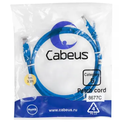 Патч-корд U/UTP, категория 6, 2xRJ45/8p8c, неэкранированный, синий, PVC, 1м