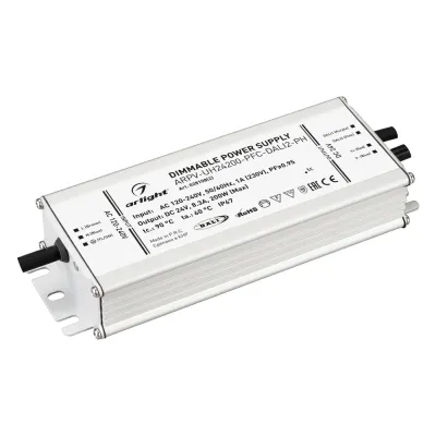 Блок питания ARPV-UH24200-PFC-DALI2-PH (24V, 8.3A, 200W) (IP67 Металл, 7 лет)