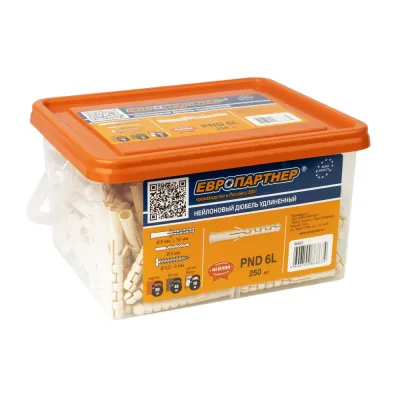 Дюбель нейлоновый ЕВРОПАРТНЕР  PND-6L (6х50 mm) удлиненный 250 шт
