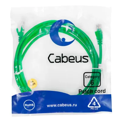 Патч-корд U/UTP, категория 6, 2xRJ45/8p8c, неэкранированный, зеленый, PVC, 3м