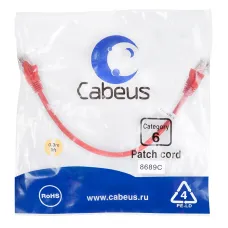 Патч-корд U/UTP, категория 6, 2xRJ45/8p8c, неэкранированный, красный, PVC, 0.3м