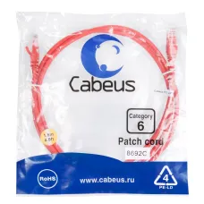 Патч-корд U/UTP, категория 6, 2xRJ45/8p8c, неэкранированный, красный, PVC, 1.5м
